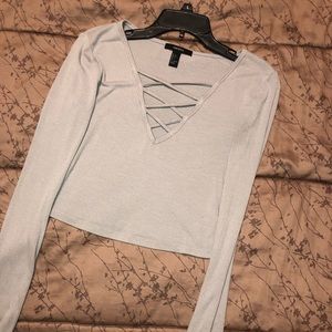 Grey long sleeve crop top